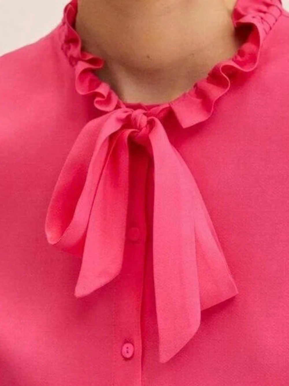 🤩 Mango Fuschia Ruffle-Necked Blouse - size 8 - Picture 3 of 10